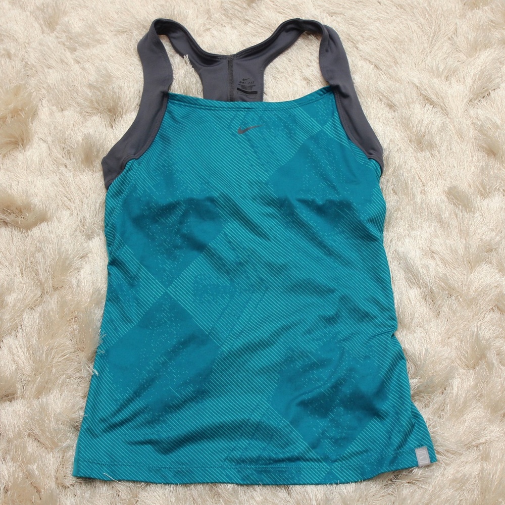 Nike Athletic Sport Tennis Teal Tank Small gray